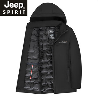 Jeep spirit business versatile men's removable hat casual down jacket winter new cotton jacket men's thickened warm cotton jacket 555 black cotton jacket xl recommended weight 90-120 jin jin is equal to 0.5 kg