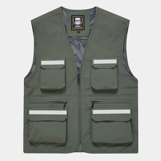 Qingmen emergency management vest reflective multi-pocket rescue news safety officer casual fishing vest j green reflective 8811 2xl