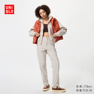 Uniqlo women's stretch pants/fleece lined casual pants extra long 479406 30 light beige xl/165/76a