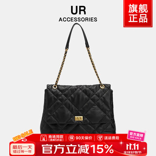UR2025秋冬新款女士通勤包包大容量托特单肩包高级轻奢链条斜挎包 赫本黑/F