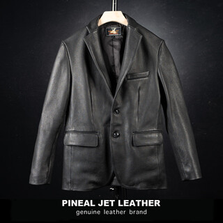Pjl new men's suit classic high-end deerskin casual fashion leather jacket black m (130jin jin is equal to less than 0.5kg)