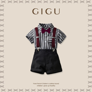 Yusenyi children's suit overalls suit one-year-old dress boy baby summer birthday birthday boy overalls suit children black four-piece one size 73cm