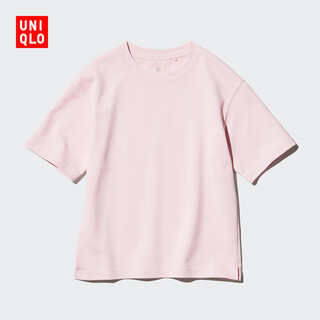 Uniqlo children's clothing boys and girls airism cotton blended round neck t-shirt short-sleeved breathable smart t474592 10 water pink 110