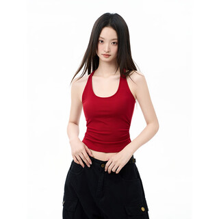 Iiam red racing shape tank top with breast pad all-in-one women summer cover side breast inner top summer red s recommended 85-95jin jin equal to 0.5kg