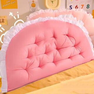 Sanqihu bedside bedroom cushion bed student dormitory cushion waist support sofa dormitory princess style large backrest soft bag free of disassembly cream purple pink elastic cord anti-shift 120*50 suitable for dormitory bedside