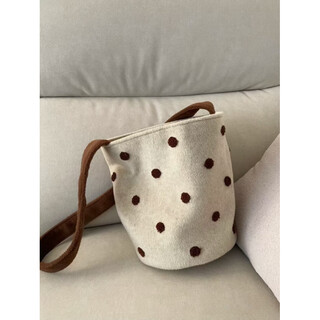 Unbranded 2025 new autumn and winter japanese pearl milk tea polka dot bucket bag niche design polka dot bag shoulder bag