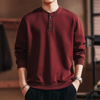 Goldlion g+ jinlilai broken code 2026 high-end japanese retro heavyweight tough guy henry collar sweatshirt men's loose autumn new style maroon 2xl suitable for 170-190jin jin equals 0.5 kg