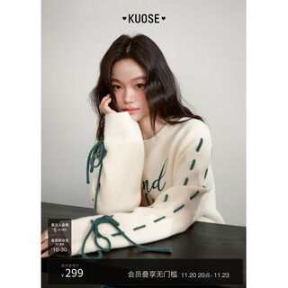 Wide color bow design long-sleeved sweater for women 2025 autumn and winter new embroidered apricot temperament sweater apricot m