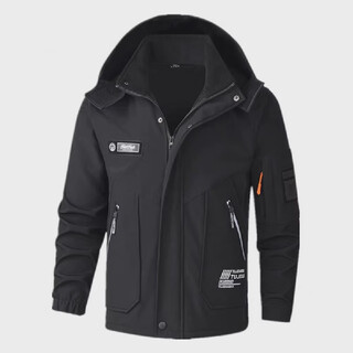 Velvet soft shell jacket suit men's autumn and winter waterproof cycling jersey thickened cold-proof work labor insurance black velvet thickened waterproof jacket 165 yards/m recommended 90-115 jin jin equals 0.5 kg