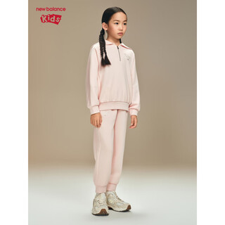 New balance nb children's clothing girls' half-zip sweatshirt and trousers two-piece suit light pink m 110c