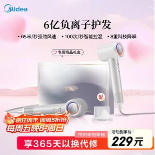 Midea high-speed hair dryer, high-concentration negative ion hair dryer, household hair dryer fg2-white gift box, national subsidy for home appliances, holiday/birthday gift recommendations