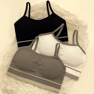 Clolv kiss ck girls' underwear, students' underwire-free tube top, push-up anti-sagging, development period camisole for high school students, 8937 style (black + white + gray) m (60-90jin jin is equal to 0.5kg)