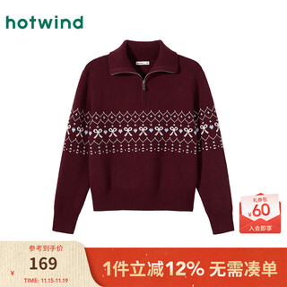 Hotwind sweater women's 2025 winter new women's retro casual warm comfortable soft fair isle sweater 05 red s