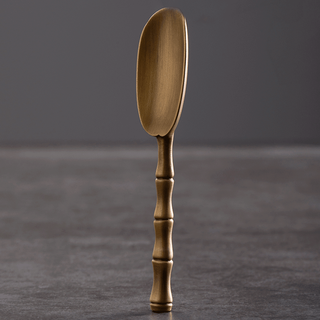 Jiutang pure brass tea spoon tea spoon tea spoon measuring tea spoon tea ceremony tea set accessories tea knife tea cone pure brass bamboo tea spoon boxed