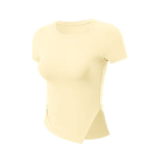 Sports short-sleeved women's 2025 new quick-drying breathable yoga clothing tops running fitness clothing pilates training set sweet pear smoothie yellow cool feeling quick-drying s s