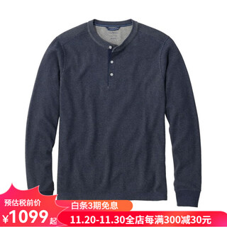 L.l.bean men's long-sleeved henley shirt cotton retro soft knitted t-shirt soft casual business ta523188 classic navy s suitable for bust 97-105cm