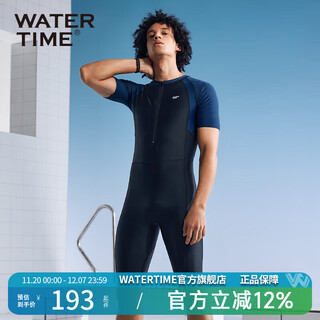 Watertime swimsuit men's one-piece swimsuit set quick-drying men's swimming trunks swimsuit surfing wetsuit swimming equipment black blue s (160-165cm/50-55kg)