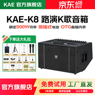 Kaek8 outdoor performance audio high-power musical instrument playing and singing live broadcast internal recording professional karaoke electric guitar blowpipe speaker k8 black deluxe version (500w)