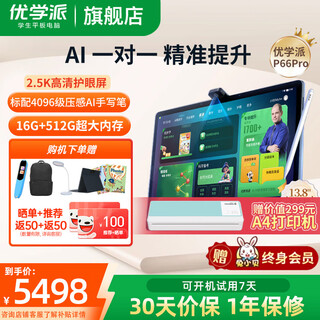 Youxuepai learning machine p66 8g+512g 13.8-inch student tablet computer 2.5k eye protection large screen learning machine primary school junior high school tutoring machine for all ages new teaching materials synchronization p66 pro 8g+8g+512g
