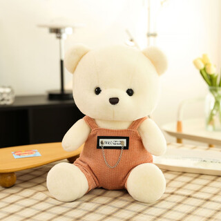 Internet celebrity overalls bear doll children's pillow girlfriend birthday gift brown overalls bear 25 cm - priority delivery
