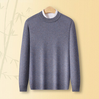 Chunzhu thick 100% pure wool spring new round neck simple casual versatile warm sweater men's knitted woolen sweater huaka blue m 105cm