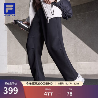 Fila woven trousers for men 2025 autumn new fitness sports loose cuff overalls paratrooper pants plus velvet black-bk l 175/84a/l