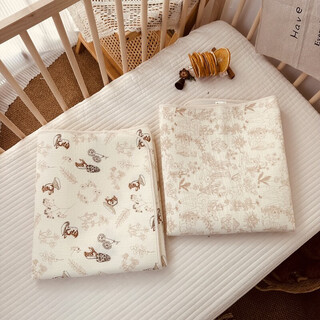 英国婴儿尿布垫，婴儿防水，透气，可洗尿布，大尺寸婴儿尿布床单 丛林趣兔+森屿溪鹿2条换洗套装【隔尿隔脏 可水洗 70x90cm