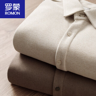 Romon apricot plus velvet warm long-sleeved shirt thickened brushed retro casual business shirt jacket for men and women autumn and winter apricot m