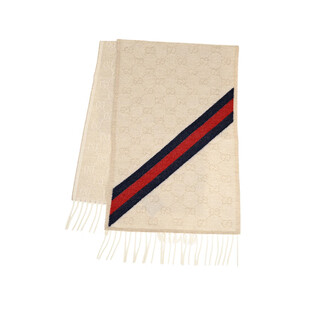Gucci (gucci) classic double g tassel diagonal striped wool scarf for men and women 5706033g2009568 gift