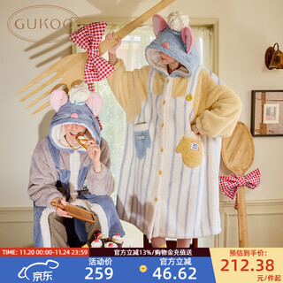 Gukoo couple nightgown winter coral velvet warm new ratatouille joint women's homewear nightgown men's nightgown d quiet blue women's nightgown l
