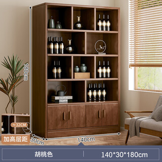 Zhong zhang gui solid wood ecological board wine cabinet wall-mounted living room storage display cabinet commercial wine rack 2024 new home new chinese style door-to-door delivery thickened 15mm plate 140cm-shenhu