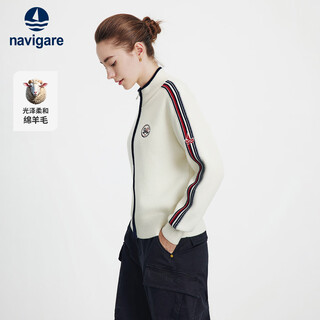 Navikel italian dinghy 25 autumn and winter new women's stand-up collar knitted cardigan striped sweater jacket 2334095511