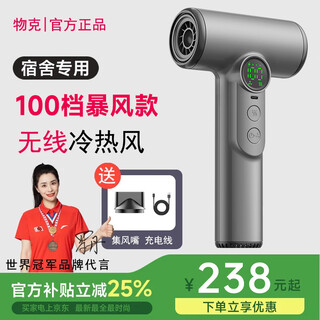 Wu ke rechargeable wireless hair dryer student dormitory special hair dryer unplugged art entrance examination usb lithium battery blowing hot air high power rock gray/15600 mah battery life + 100 wind levels + 30,000 rpm