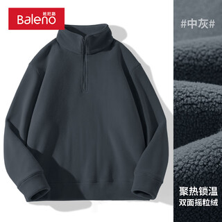 Baleno 2025 new double-sided polar fleece half-zip sweatshirt jacket for men, warm and comfortable autumn and winter trendy and versatile top, half-zip polar fleece - medium gray # solid color xl, loose, slim, casual and versatile