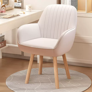 Yusen yichen beihu brand ergonomic waist home chair, beech wood computer office chair, all milky white, cat scratch leather (fixed version), solid wood feet with footrests