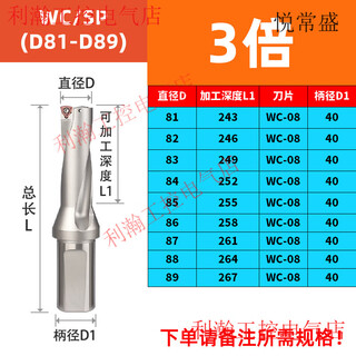 Yue changsheng changsheng huo u drill fast drill cnc tool bar sp flat bottom drill bit water jet drill wc blade holder inner cooling drill 3 times diameter 81.0-89.0wc/sp