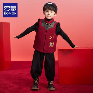 Luo meng children's new chinese style tang suit vest for boys and girls autumn and winter new year's eve clothes vest performance costumes red 120