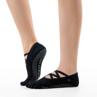 Sugaroff pilates socks non-slip professional female ballet five-finger indoor dance yoga socks fitness training socks black xs size 33-35.5