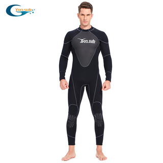 Yonsub 1.5mm men's and women's one-piece wetsuit warm long-sleeved swimsuit adult unisex summer freediving black s (50-60)kg