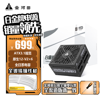 金河田（Golden field）白金牌A+850W电脑电源台式机全模组额定850W静音电源全日系电容/白金认证/压纹线 白金牌A+1050W 黑【ATX3.1/压纹全模】