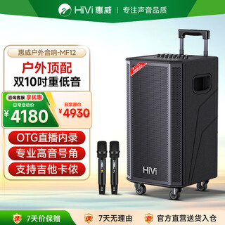 Hivi 12-inch stage-level outdoor mobile smart ktv audio square dance speaker bluetooth pull rod audio portable camping dual microphone electric acoustic guitar instrument speaker mf12