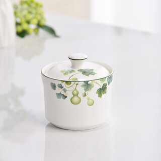 Jinlanyu bone china stew pot with lid, household small steamer, 4-inch stew pot, small bowl with porcelain lid, wu fu lin men - 4-inch stew pot, 1 piece, 380ml, 1 piece