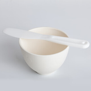 Uhc facial mask bowl set 2-piece set facial mask brush stirring stick soft silicone bowl makeup tools for skin management beige bowl + white large stick printed flowers 1 piece