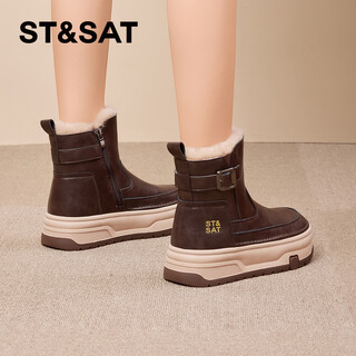 Saturday leather waterproof snow boots women's 2025 new popular style huge good-looking small short boots autumn and winter plus velvet northeastern warm cotton shoes