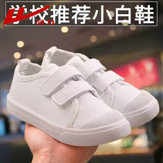 Pull-back discount special pure white shoes for boys and girls with velcro gymnastics performance shoes for kindergarten primary school students 1888 white 20 inner length 15cm
