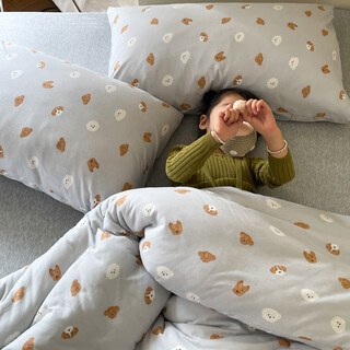 Super soft children's quilt cover single piece cute puppy type a baby pure cotton knitted naked sleeping cotton single quilt cover sunny dog 120 150cm single quilt cover