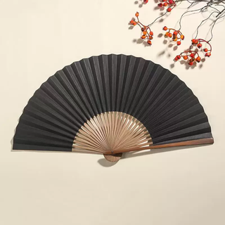 Yusenyi 8-inch plain paper fan bamboo fan rice paper folding fan men's fan blank can be painted with inscriptions ancient style hanfu fan chinese style 8-inch black plain