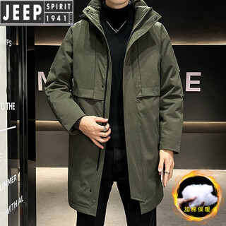 Jeep spirit зимняя модная толстая мужская красивая парка с капюшоном хлопковая ветровка хлопковое пальто плюс толстое утолщенное пальто средней длины большого размера из хлопка в стиле милитари зеленый утолщенный l 165 115jin jin равен с точностью до 0,5 кг