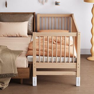 Goodbaby (gb) customized beech children's bed spliced large bed with guardrails single boy widened baby bedside crib solid wood warm reminder the options are all outer diameter sizes customized yanbian consultation customer service assembly frame structure 150x60cm