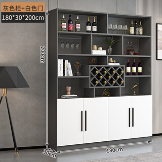 Yusenyi wine cabinet against the wall living room home red wine storage cabinet modern simple wine cabinet sideboard integrated entrance cabinet customization 180*200*30 modern door 4 doors gray white double door